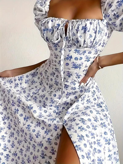 Sundress - Floral - Puff Sleeve - Summer Dress - Maxi Dress