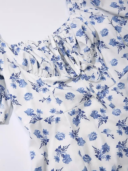 Sundress - Floral - Puff Sleeve - Summer Dress - Maxi Dress