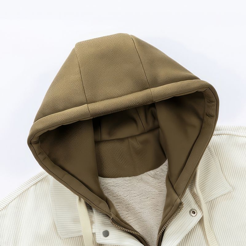Men's hooded corduroy jacket - Lined