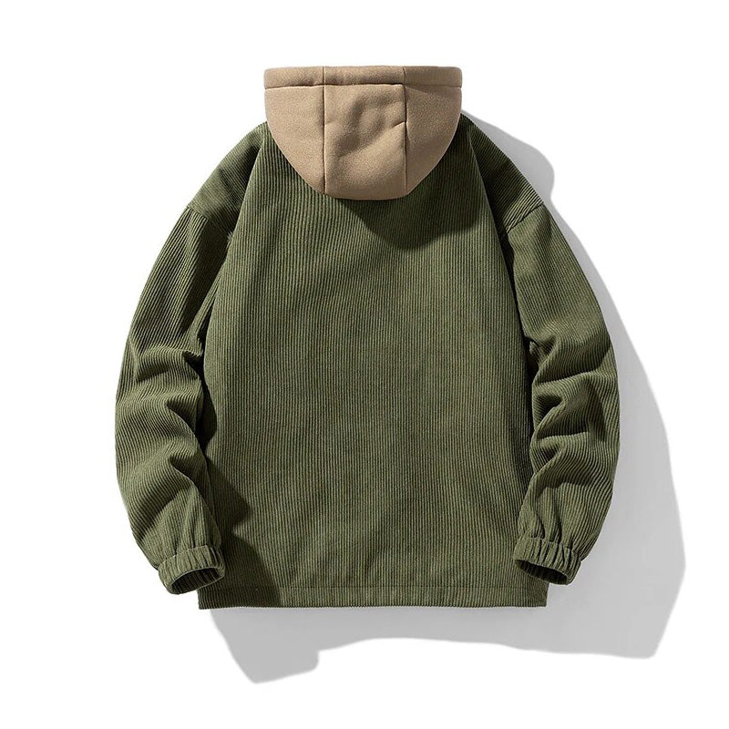 Men's hooded corduroy jacket - Lined