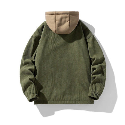 Men's hooded corduroy jacket - Lined