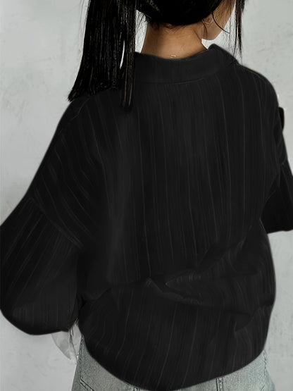 Women's -  Long Sleeve Linen Blouse - Collared & Semi-Transparent Shirt - Stylish Women's Top