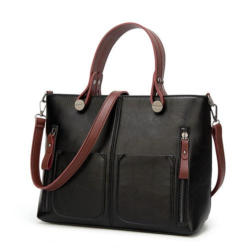 Ladies - Vintage Leather Shoulder Bag - Stylish and Durable - Fashionable Handbag for Everyday Use