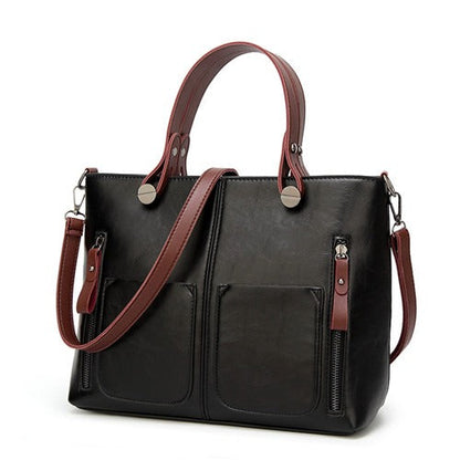Ladies - Vintage Leather Shoulder Bag - Stylish and Durable - Fashionable Handbag for Everyday Use