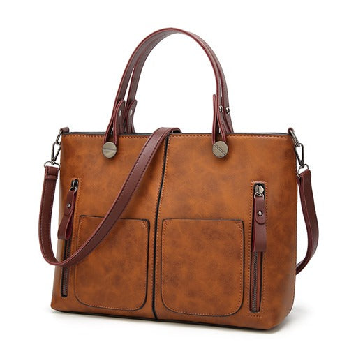 Ladies - Vintage Leather Shoulder Bag - Stylish and Durable - Fashionable Handbag for Everyday Use