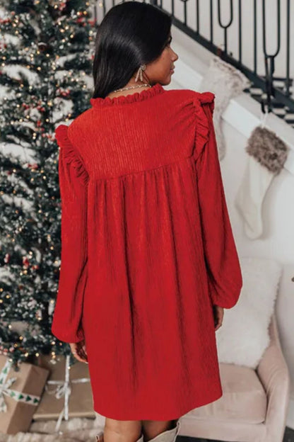 Danissa - Long sleeve dress with ruffles and notches