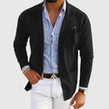 Elegant men's cardigan with pockets and lapel collar, solid color, long sleeves