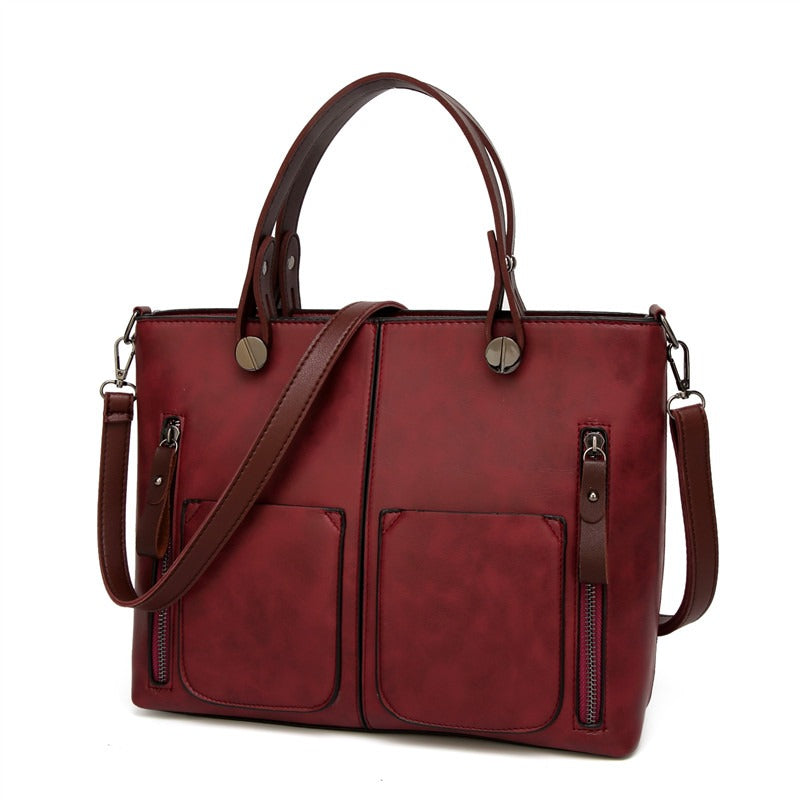 Ladies - Vintage Leather Shoulder Bag - Stylish and Durable - Fashionable Handbag for Everyday Use