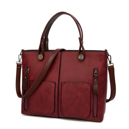 Ladies - Vintage Leather Shoulder Bag - Stylish and Durable - Fashionable Handbag for Everyday Use