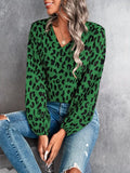 Women's - V-neck Style Blouse - Leopard Pattern - Trendy and Stylish Top for Any Occasion