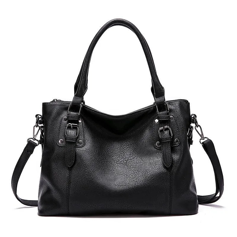 Elegant leather shoulder bag - Azure