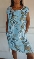 Women's Printed Round Neck Dress | Mini