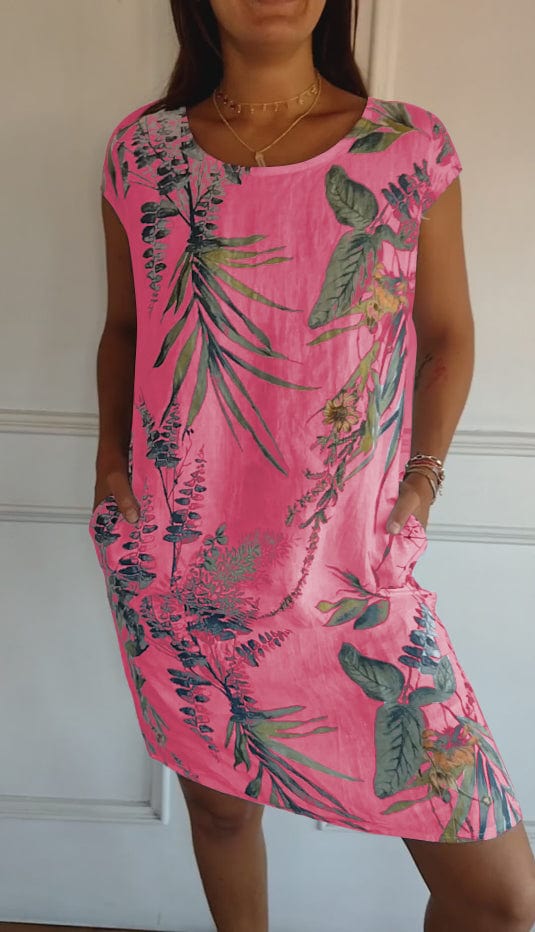 Women's Printed Round Neck Dress | Mini