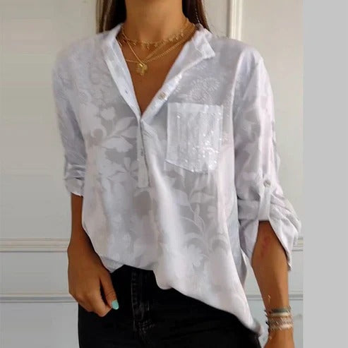 Long-sleeved blouse with floral pattern for women | Ideal for summer