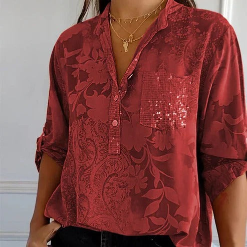 Long-sleeved blouse with floral pattern for women | Ideal for summer
