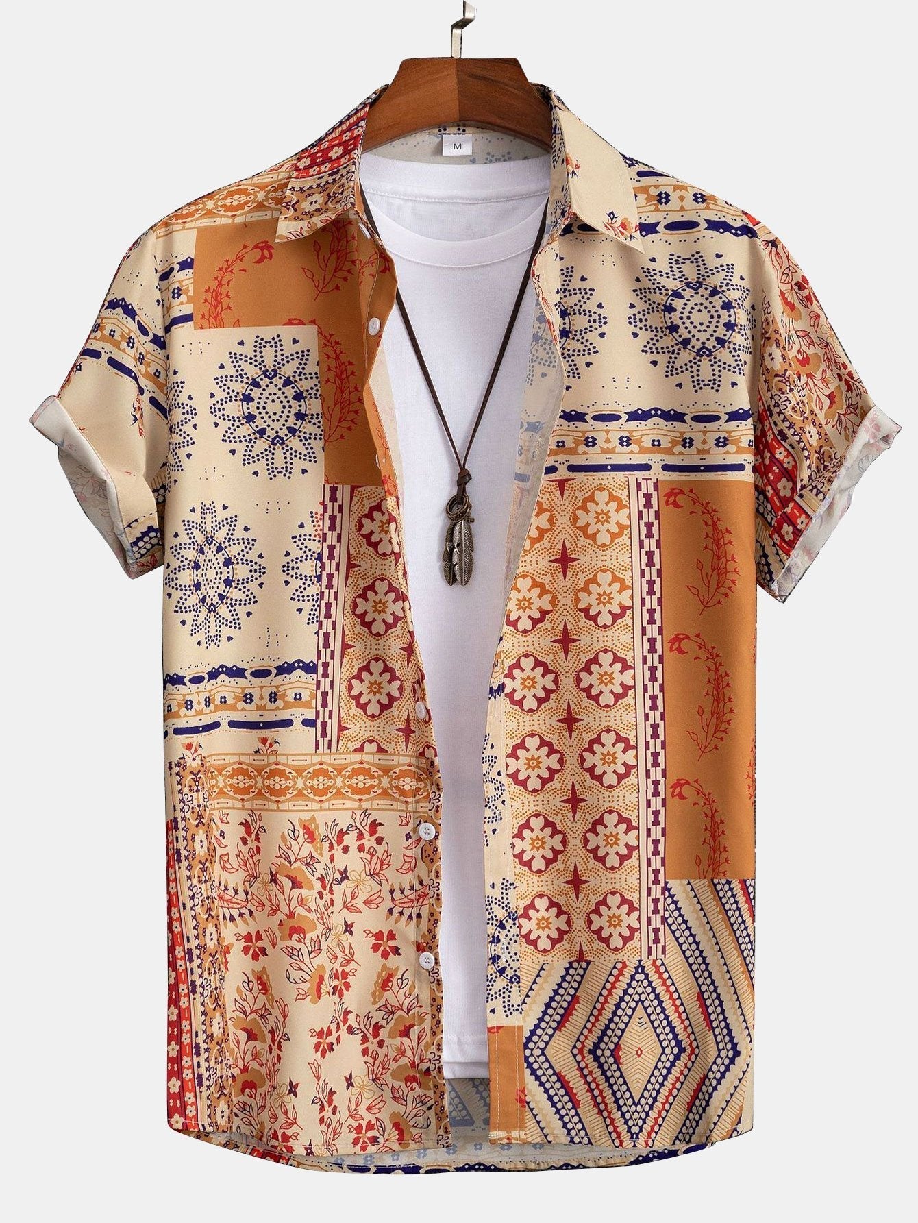 Scarf Print Button Up Shirt #Random pattern design#