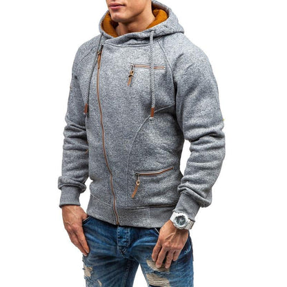 Asymmetric zippered jacket for men