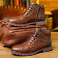 Mats - Men's leather boots with zipper