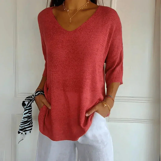 Women's - Relaxed Top - Soft Fabric - Comfortable Style for Effortless Chic - Fashionable Everyday Essential