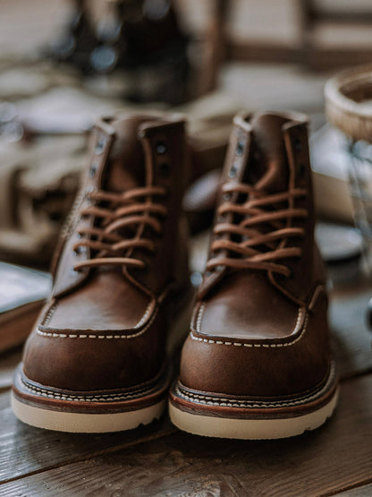 Full grain leather men's Moc Toe work boots