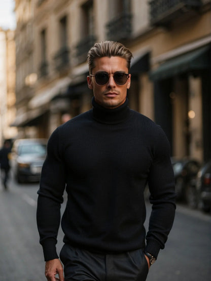 Men's cotton turtleneck sweater - soft and high quality