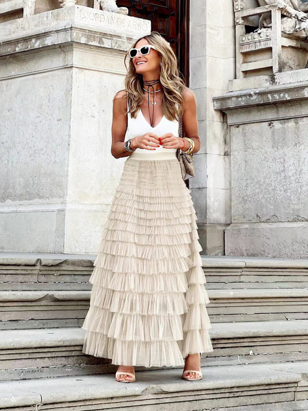 Trendy maxi skirt made from multi-layered tulle - Aurelie