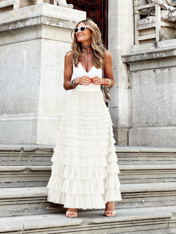 Trendy maxi skirt made from multi-layered tulle - Aurelie