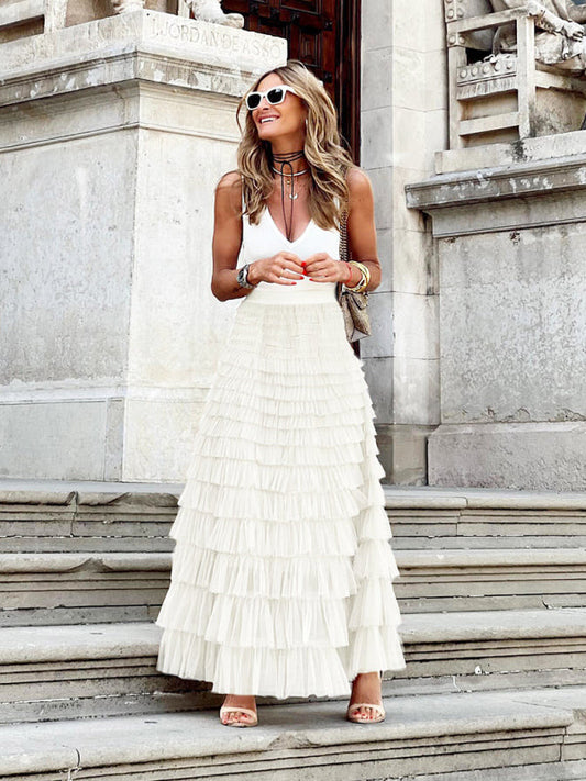 Trendy maxi skirt made from multi-layered tulle - Aurelie